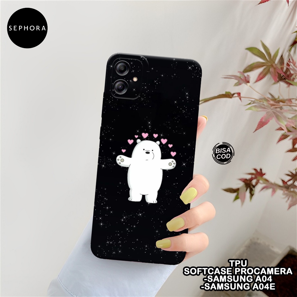 SEPHORA Case Samsung A04 / A04E - Fashion Case BEAR - Softcase Samsung A04 / A04E - Case Pro Camera 