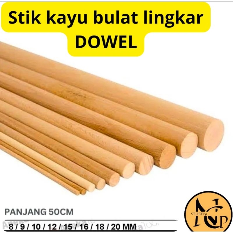 stik kayu bulat/Dowel likar 8mm