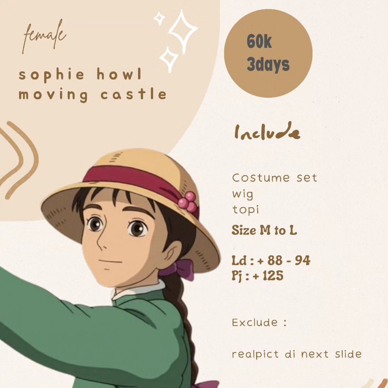 rental costum cosplay ghibli sophie howl moving castle