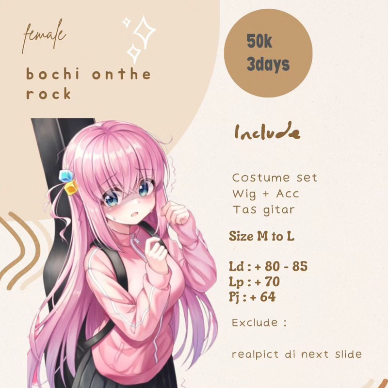 rental costum cosplay bochi on the rock