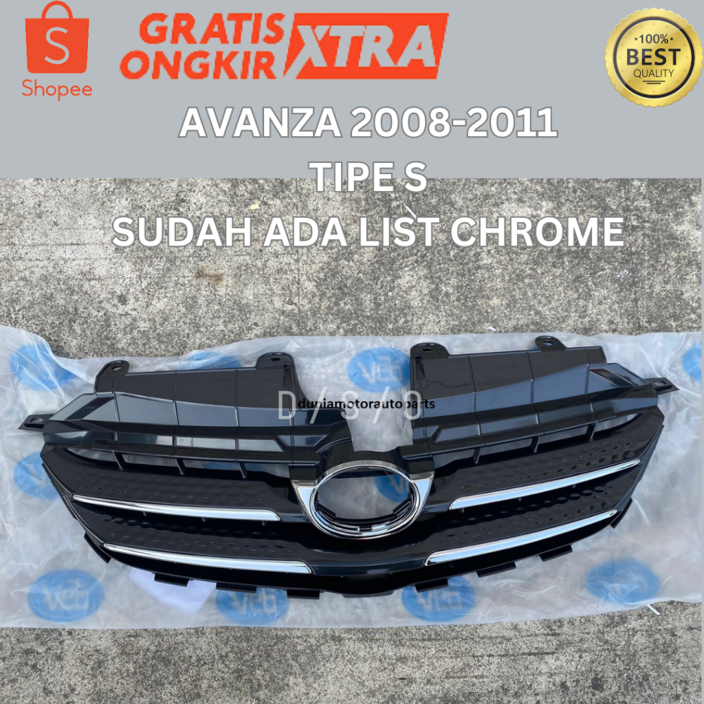 GRILL GRILLE RAM RADIATOR AVANZA XENIA VVTI VVT-I TIPE G / S 2006 2007 2008 2009 2010 2011 KROM (CHR