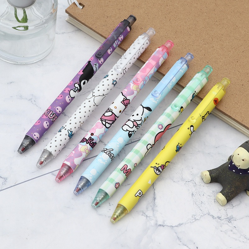 

batamall - (1 PACK = 6PCS) Pena Mekanik Karakter Kartun Sanrio Jepang Ins 0.5mm #ST058 / Pulpen Mekanik Tinta Hitam / Bolpoint Hello Kitty Kuromi Pochacco Melody Cinnamonroll Purin