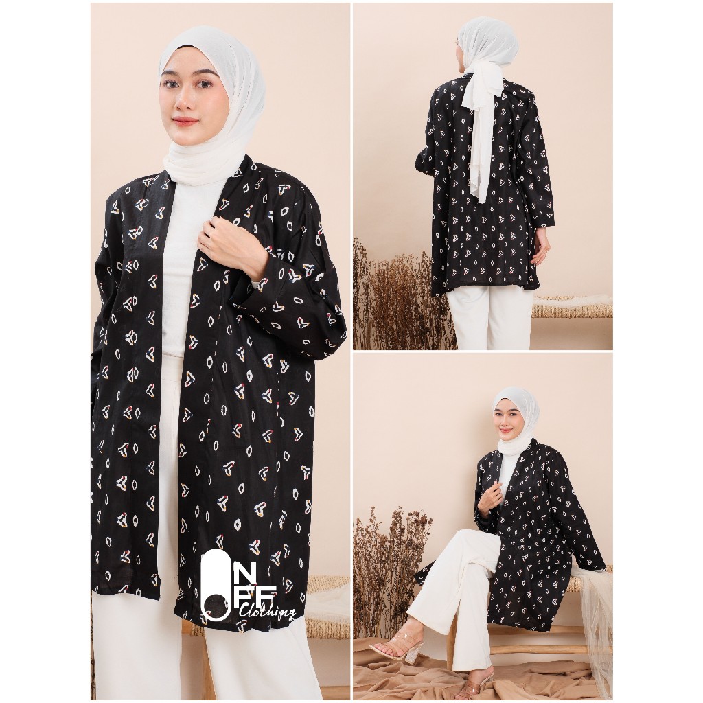 Cardigan Blazer Batik Motif Jumputan Wanita / Long Cardigan Wanita Fashion Muslim Outer - ALL SIZE