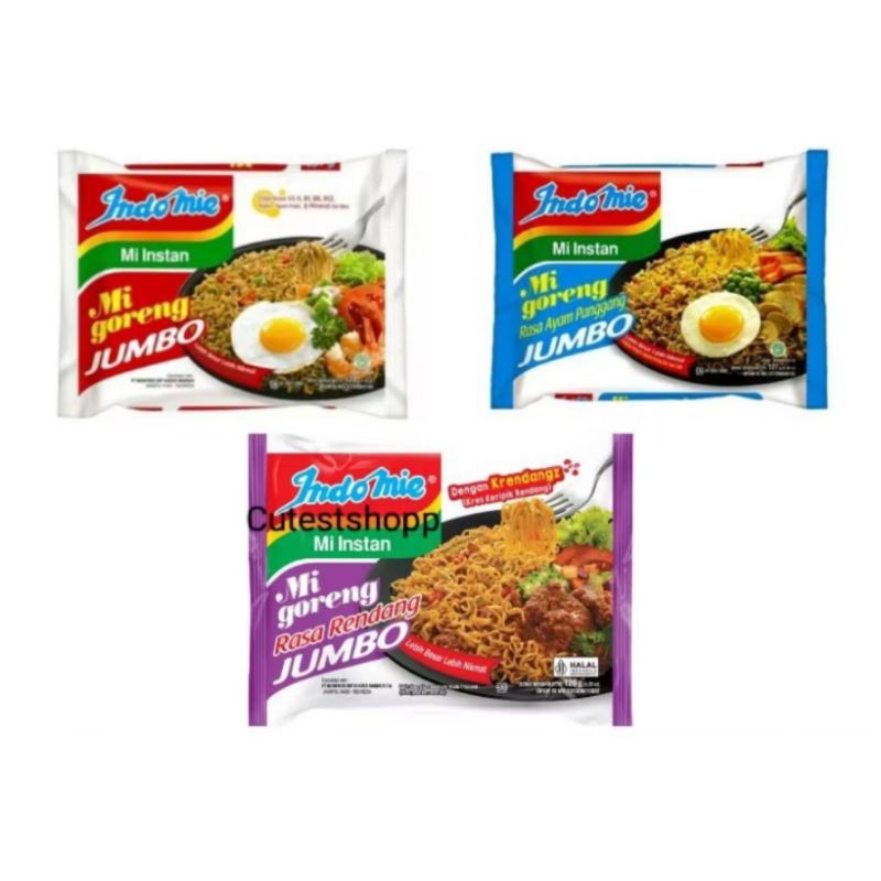 

Indomie Mi Instan Goreng Jumbo Ayam Panggang Original Rendang