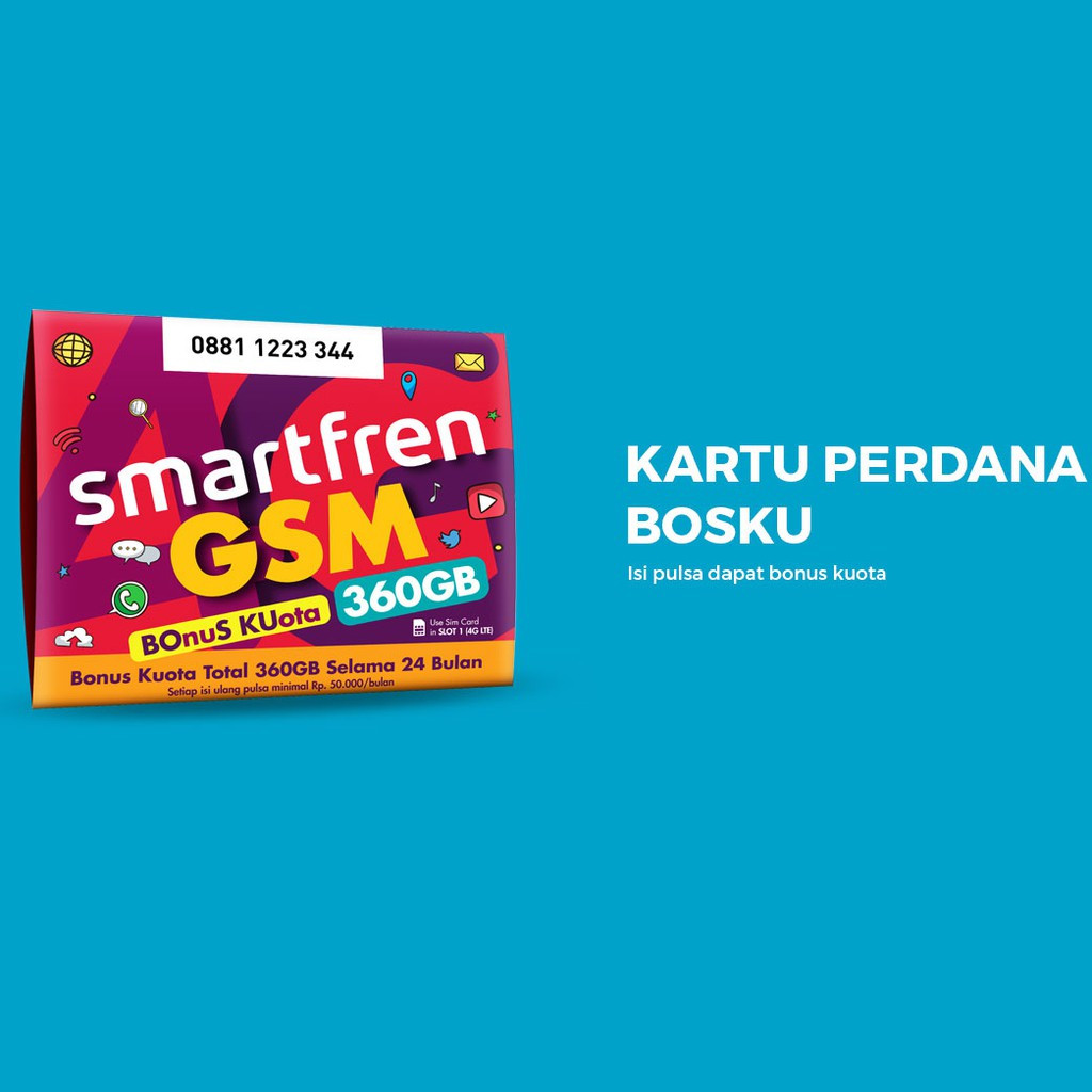 KARTU PERDANA SMARTFREN BOSKU GSM BONUS KUOTA 15GB SELAMA 24 BULAN