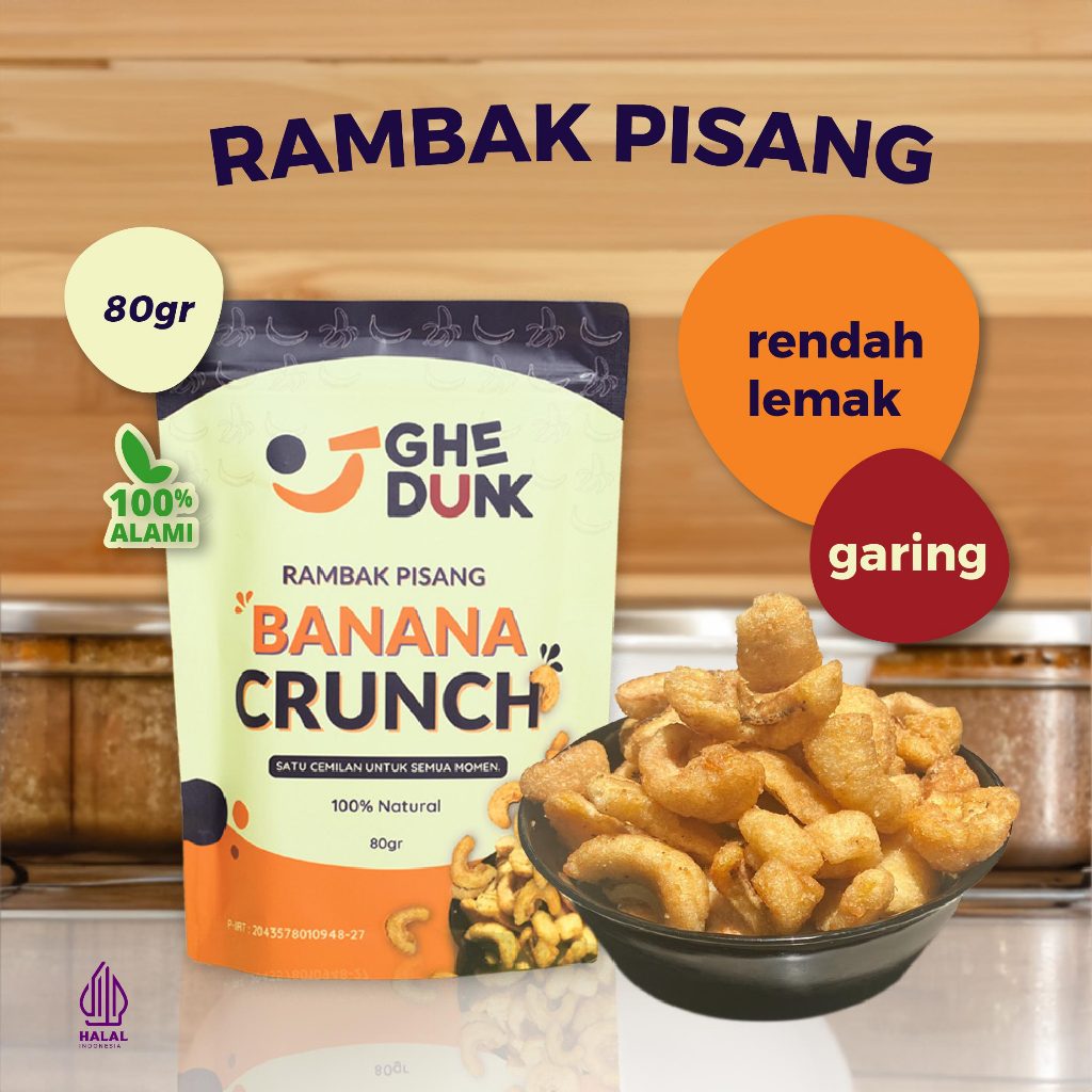 

Keripik Rambak Pisang Raja Crispy Original 80GR Premium - BEBAS GULA BUATAN 100% Halal | Ghedunk