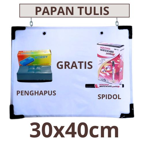 

Papan tulis whiteboard 2 sisi (hitam & putih) 30cm x 40cm gratis spidol dan penghapus