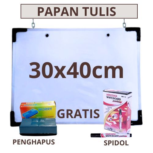 

Papan tulis whiteboard 2 sisi (hitam & putih) 30cm x 40cm gratis spidol dan penghapus