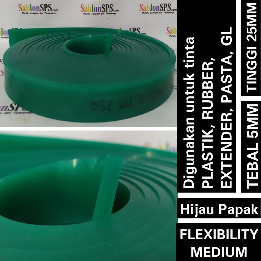 Rakel Sablon Hijau Papak 25mmX5mm Kekerasan 75A