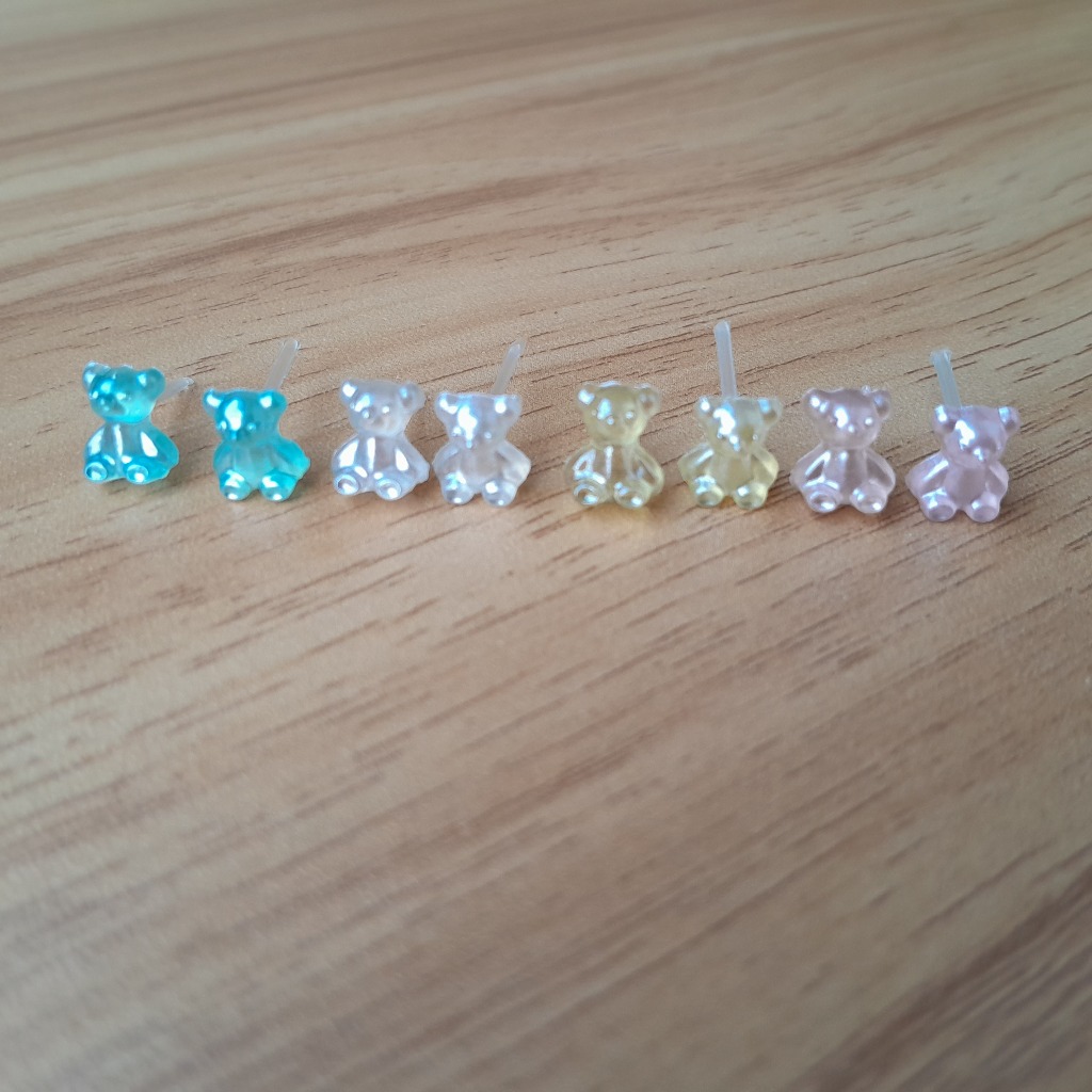 ANTING TUSUK PLASTIK BEAR BERUANG / ANTING HYPOALLERGENIC / ANTING ANTI ALERGI / ANTING KOREA STYLE