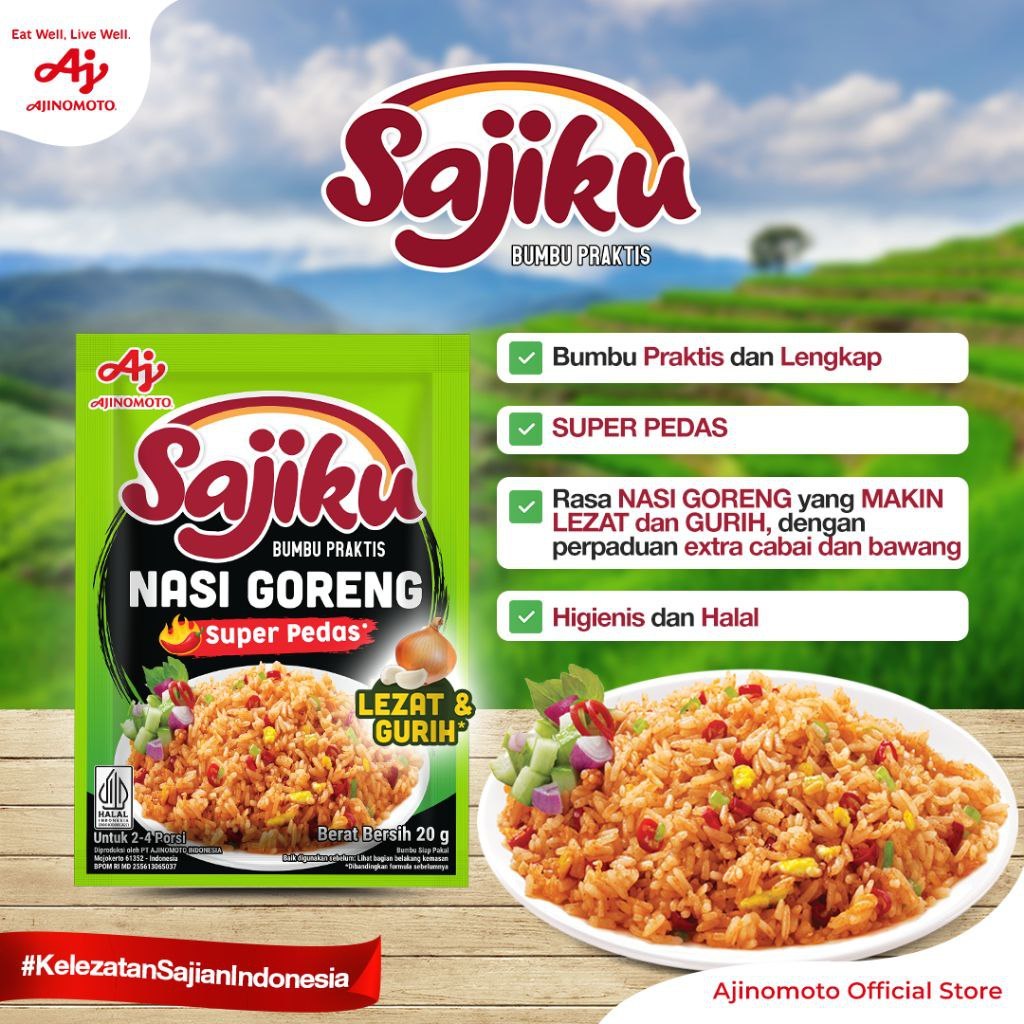 

PROMO SAJIKU NASI GORENG SUPER PEDAS 20 GRAM 1 PCS BUMBU RACIK INSTAN