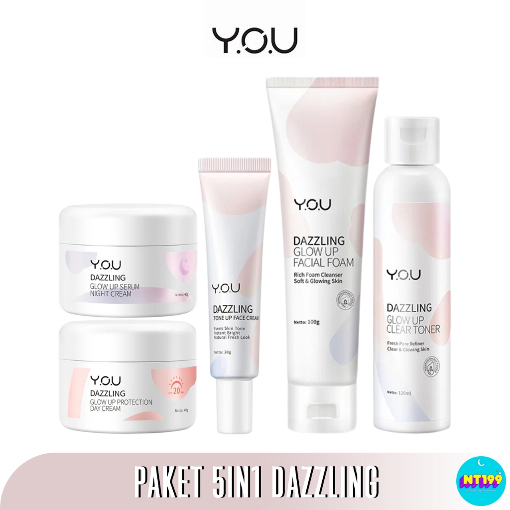YOU Dazzling Paket Glow Up 5IN1 Skincare Remaja Mencerahkan Kulit Kusam