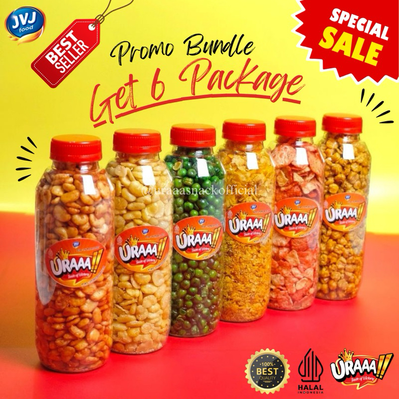 

PROMO BUNDLE GET 6 SNACK URAAA!! [KACANG POLONG, KORO ORI, KORO BALADO, JAGUNG EMPING, JAGUNG MARNING, OPAK SPICY]