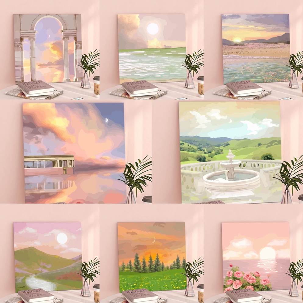 

KODE N4P5 Paint By Number 2x2 Nature Series DIY Painting Kit Canvas Paint Kit Digital Aesthetic Kanvas Lukis