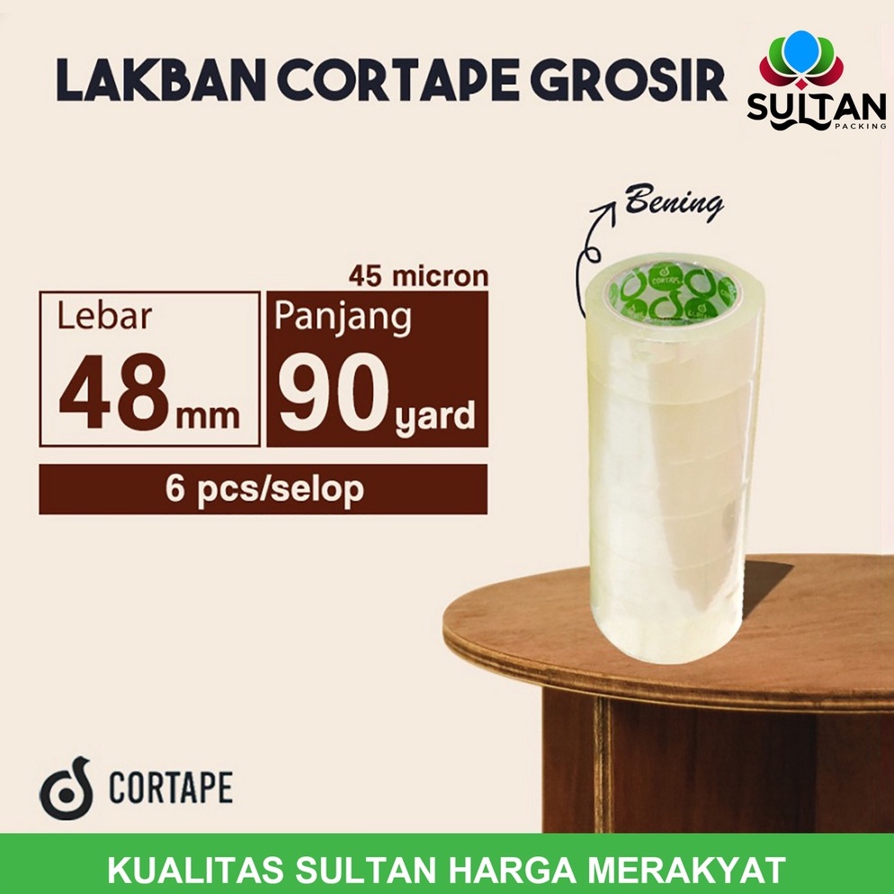 

KODE F86K Lakban Cortape Bening 48 mm x 9 yard Setara Daimaru 1 Selop