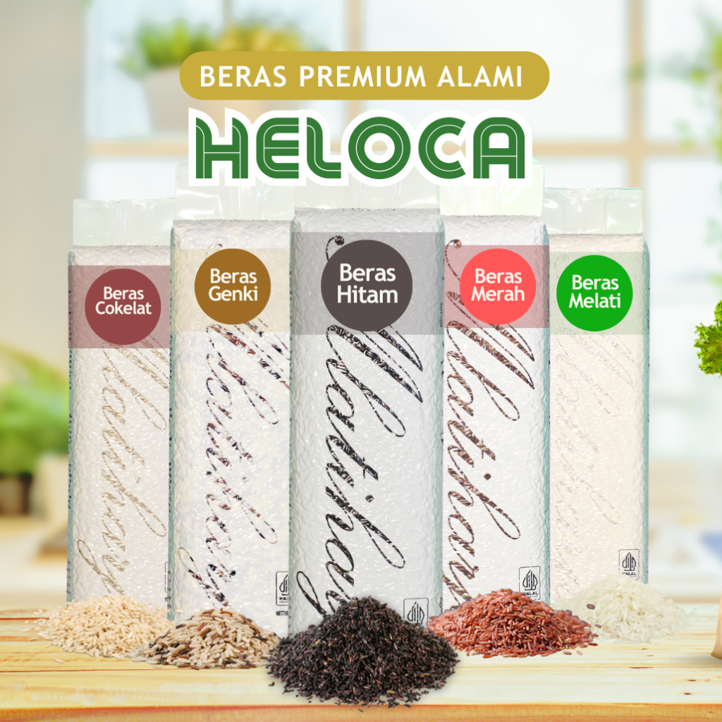 

Heloca Beras Organik Merah Hitam Melati Genki Cokelat - 1 Kg - Rendah Gula - Untuk Diet - Halal