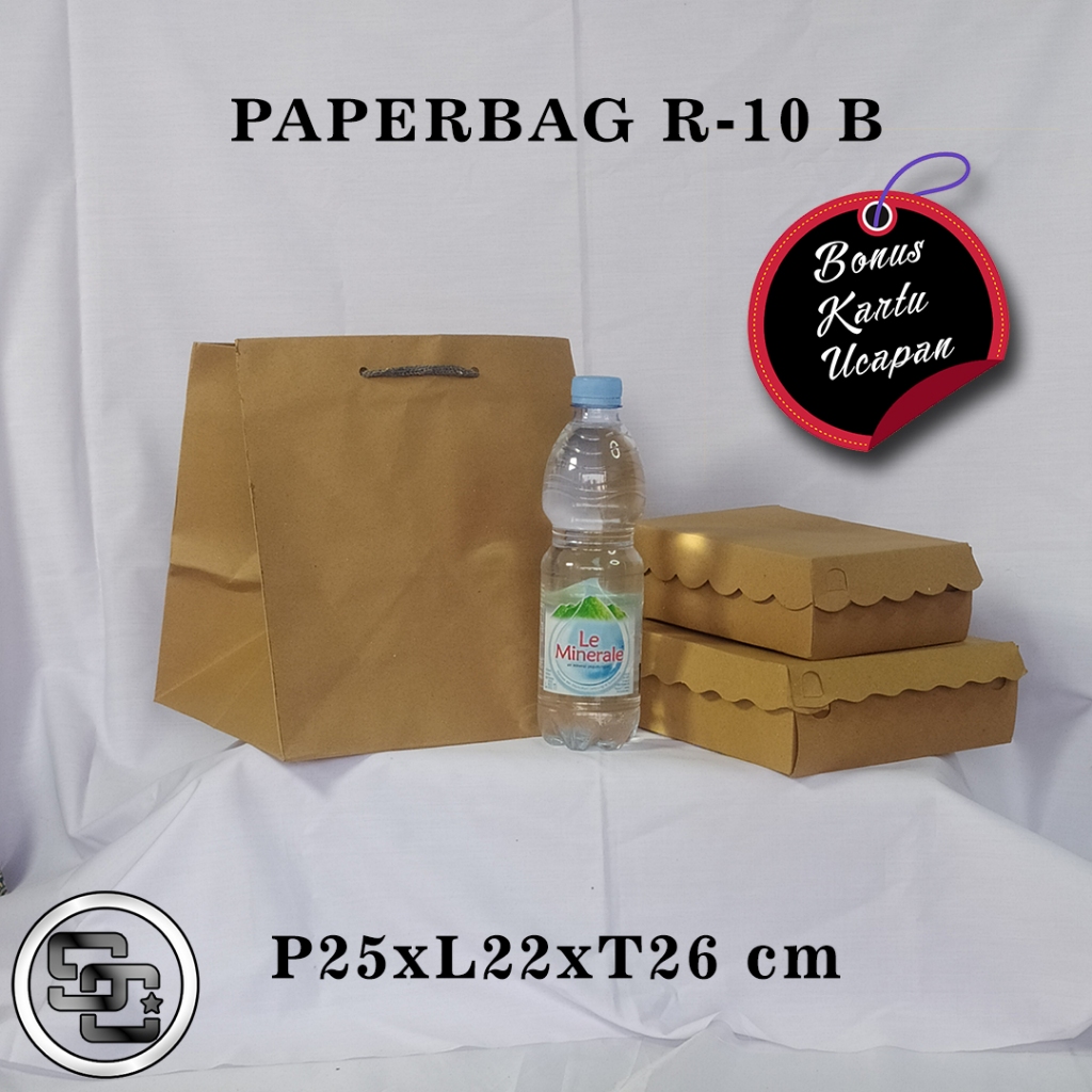

PAPERBAG BONUS KARTU UCAPAN UKURAN R-10 B (P25 X L22 X T26 CM) UNTUK WADAH KOTAK MAKANAN TEH BOTOL DLL