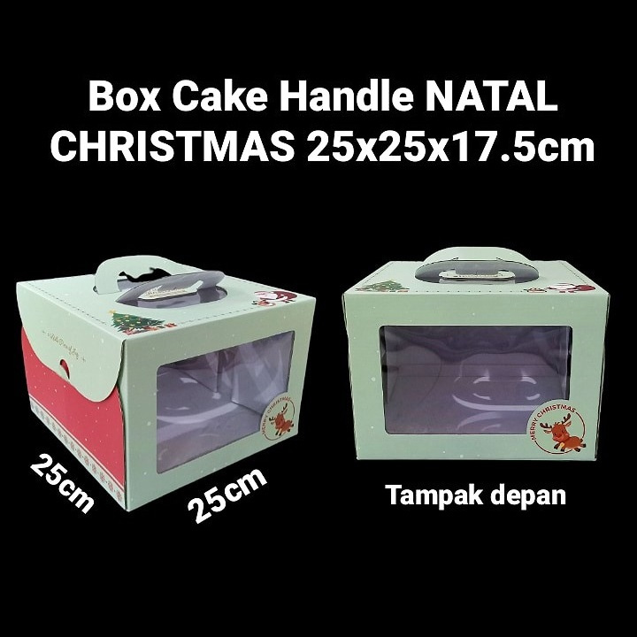

( 3 Pcs ) Cake Box Handle Hampers Natal Dus Jinjing Merry Christmas Packaging Kue Brownies Bolu