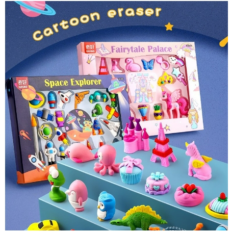 

(Harga per kotak) Penghapus karakter motif mainan anak laki perempuan stimulasi sensory play STATIONERY GIFT SET