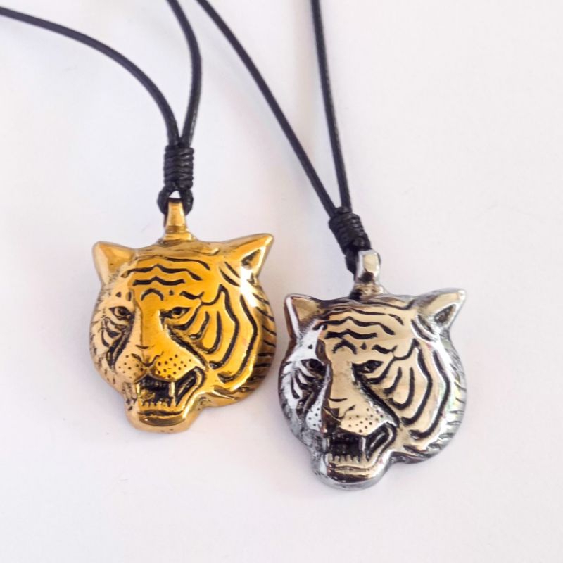 Kalung Macan Lilit Hitam Kalung Pria Anti Karat Liontin Harimau Kuningan Aksesoris Elegan