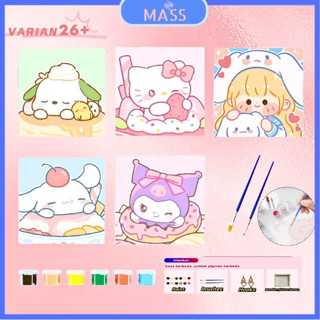 

MASS Toys By Number Digital Melukis Paint By Number Kit Canvas Paint Kit Kartun DIY Painting 20x20cm