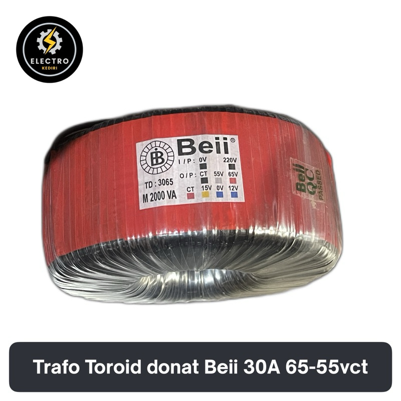 trafo toroid donat 30A 55 65 v ct merk beii | transformator 30A 65-55vct toroid tembaga asli