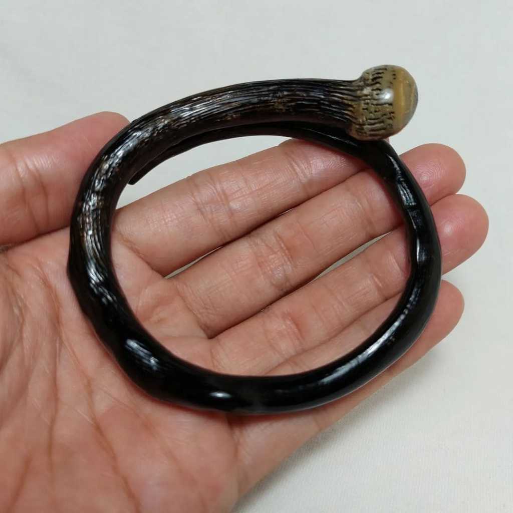 HK - Gelang Akar Bahar Hitam Bonggol Natural Lentur Size Kantoran