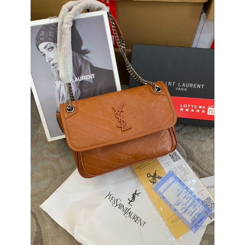 Tas Ysl nikita rantai brown  premium kulit