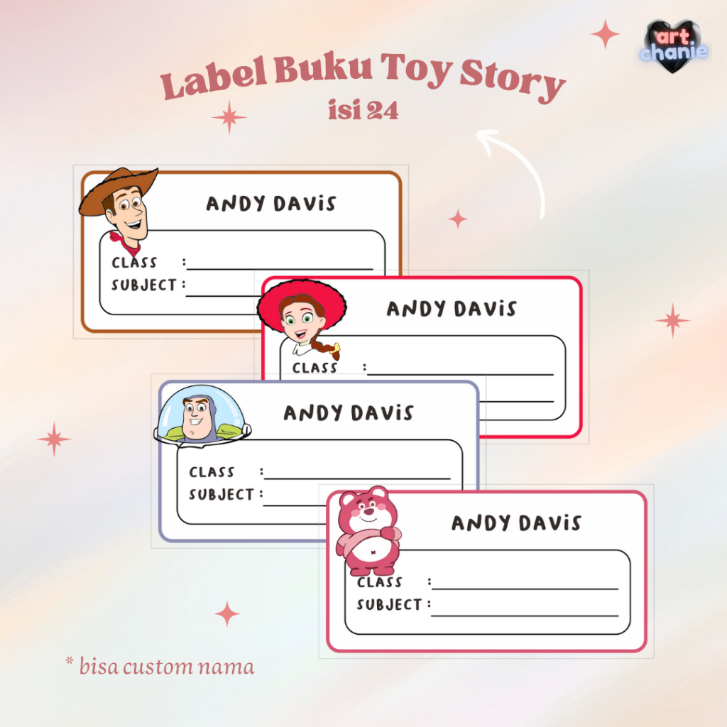 

[COD] TOY STORY KIDS LABEL BUKU || Stiker Nama Custom