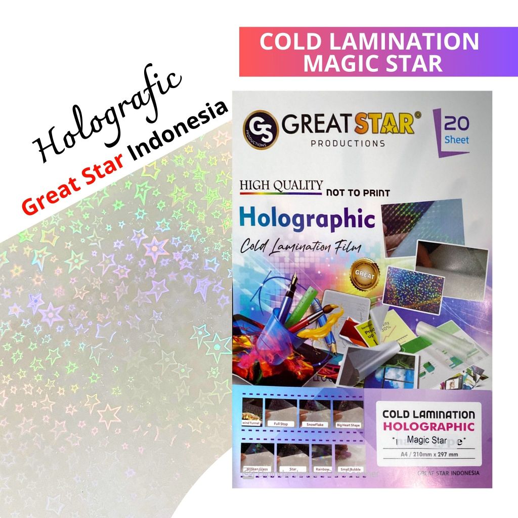 

COLD LAMINATION MAGIC STAR HOLOGRAFIC A4/20 LEMBAR