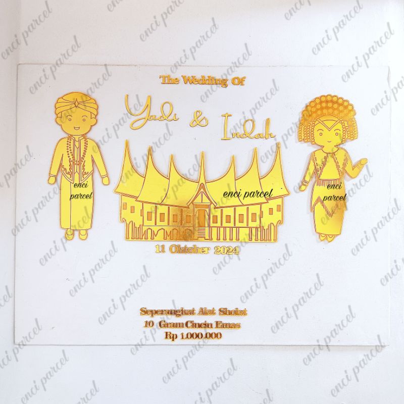 kode 192 set dekorasi rumah adat gadang padang the wedding nama tanggal nominal mahar bahan akrilik 