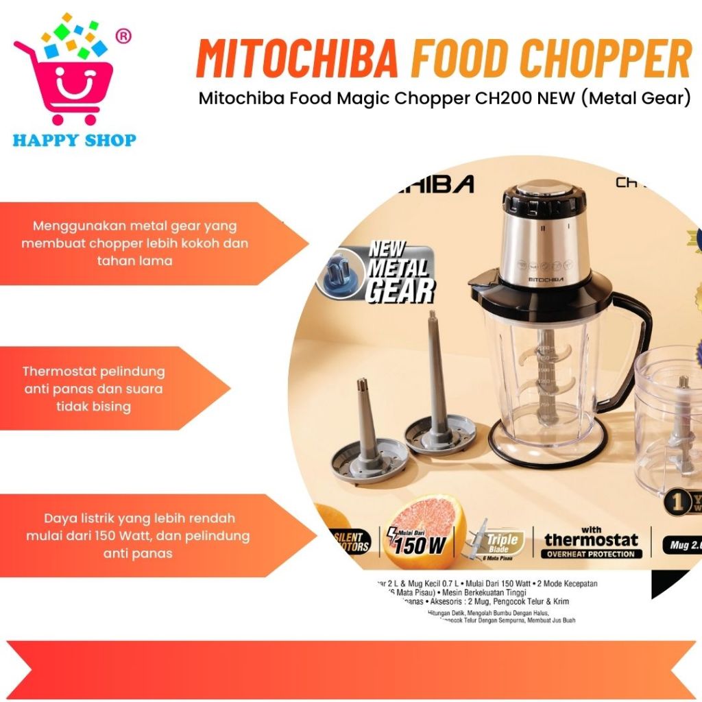 NEW  Mitochiba Food Magic Chopper CH200 (Metal Gear)