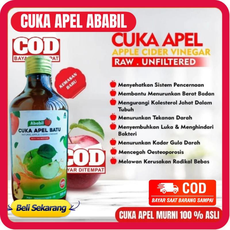 

CUKA APEL BATU ABABIL 300 ML - CUKA APEL ABABIL BATU MALANG CUKA APEL ORGANIC APPLE CIDER VINEGAR WITH MOTHER CUKA ASLI MURNI