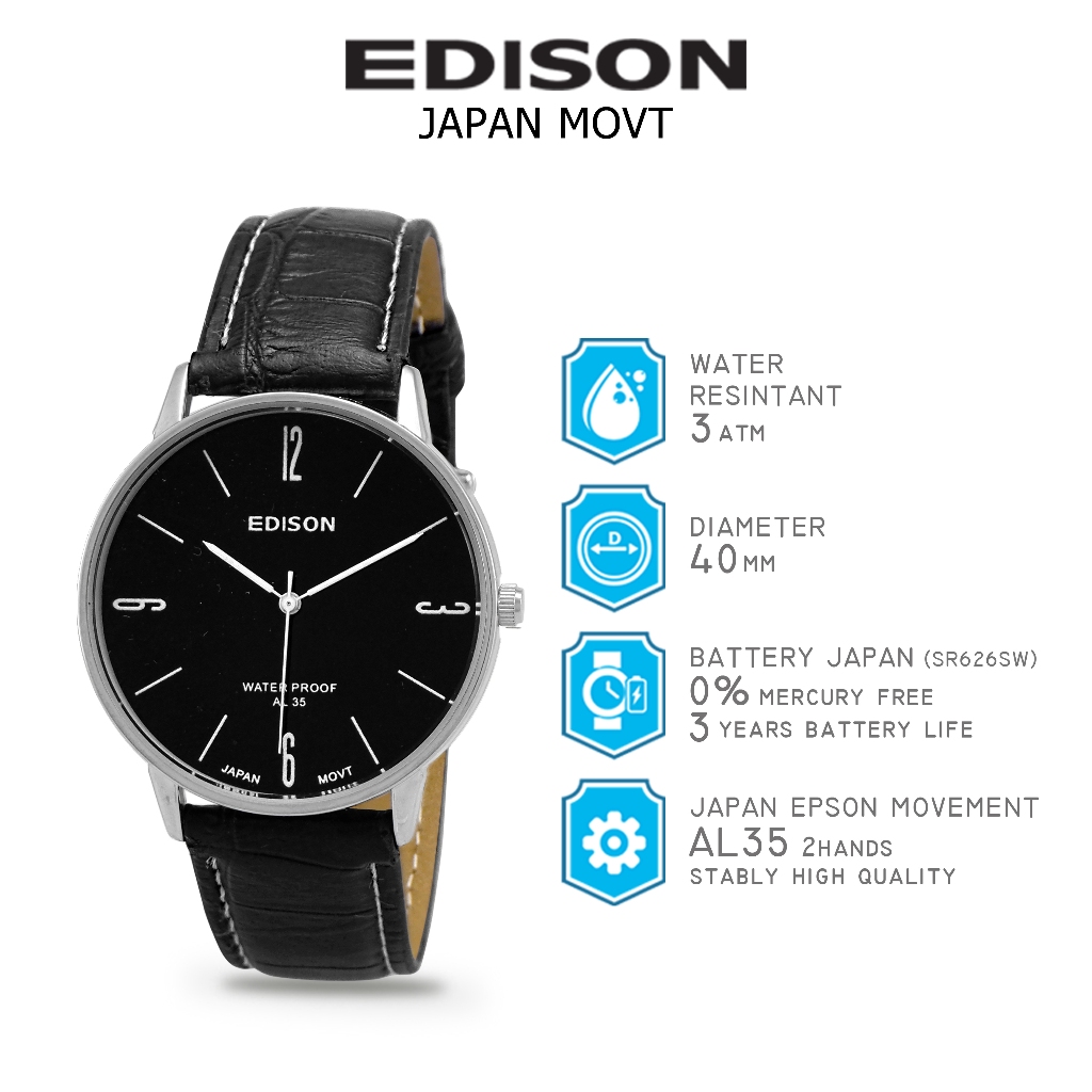 Jam Tangan Edison AR 264.7 Waterproof Japan Movement