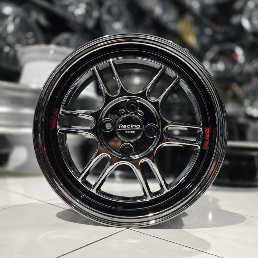 velg mobil racing r15 ENKEI RPF1 BLACK CHROME lebar 6,5 ET 42 velg ring 15 brio vios city freed mobi