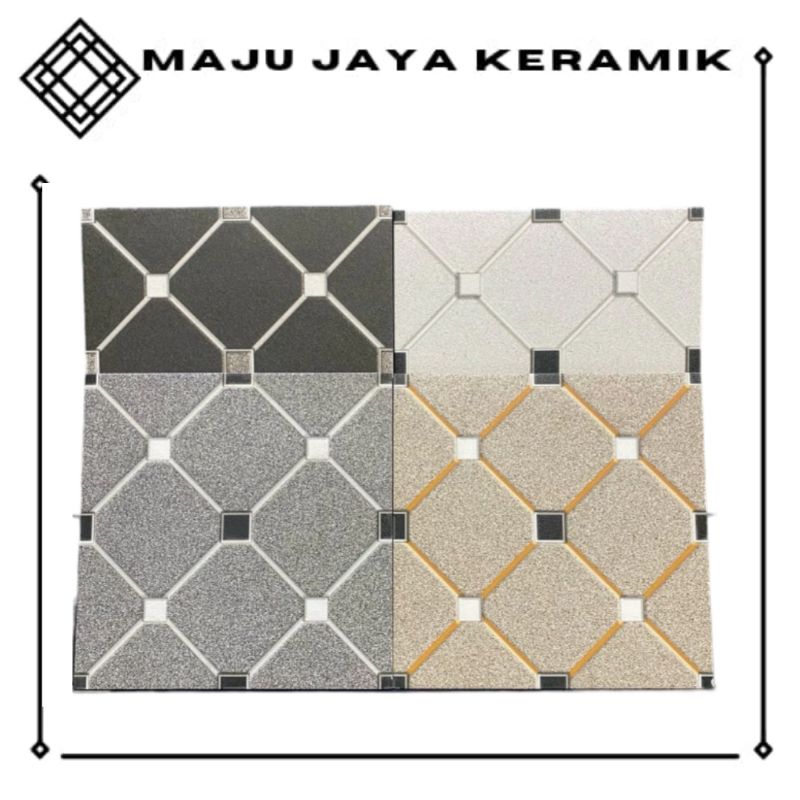 keramik lantai 40x40 matt / doff / kasar motif tetris untuk keramik lantai garasi/ carport/ kamar ma