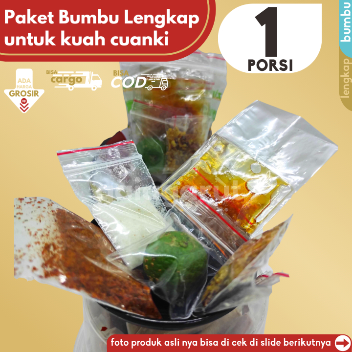 

Bumbu PAKET Kuah CUANKI Super Lengkap untuk 1 Porsi by GG (Bisa COD/Grosir/Kargo)