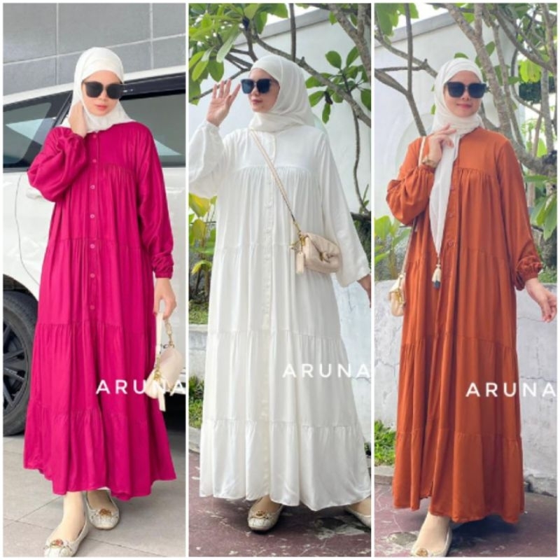 GALERIAZKIYA ARUNA MIDI DRESS BY YAYUKU YAYOE HIJAB/ MIDI DRESS KATUN RAYON TWILL/ DRESS MIDI SUSUN 