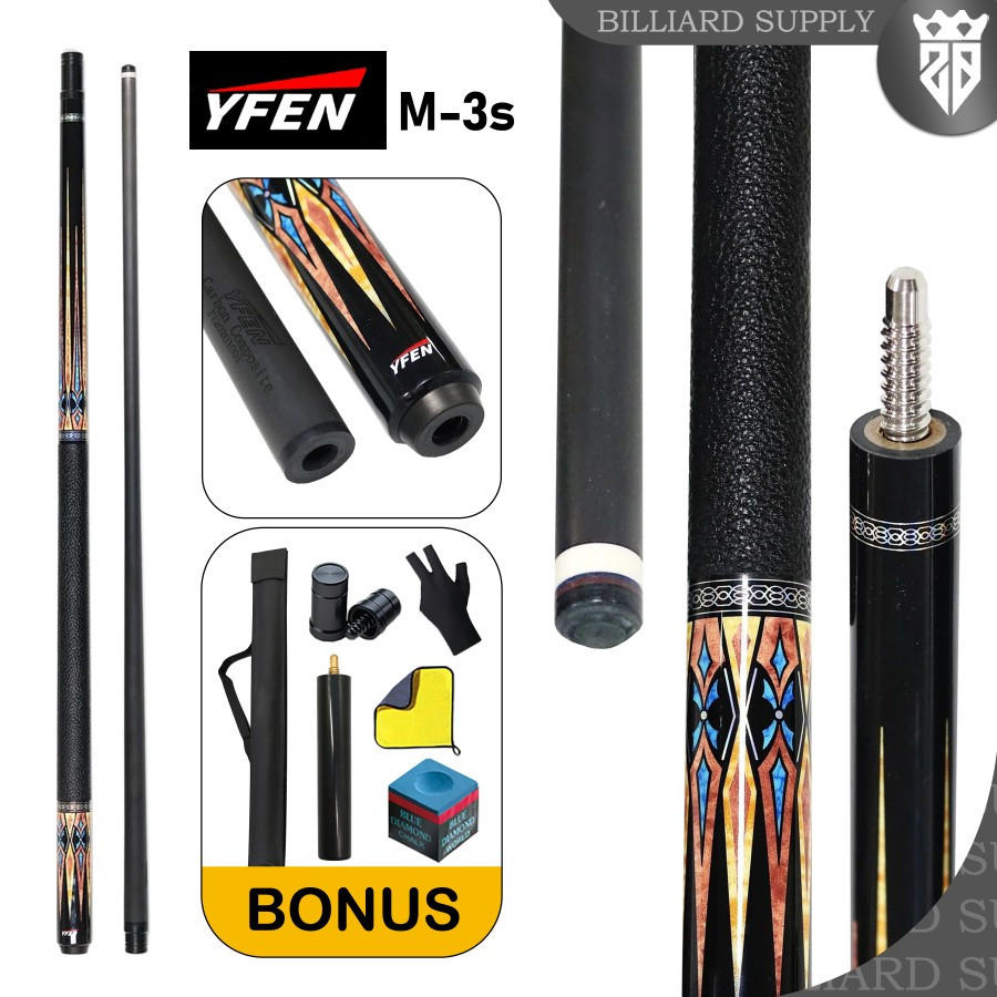 YFEN M3-S Carbon Fiber Play Cue Stick - Paket Lengkap