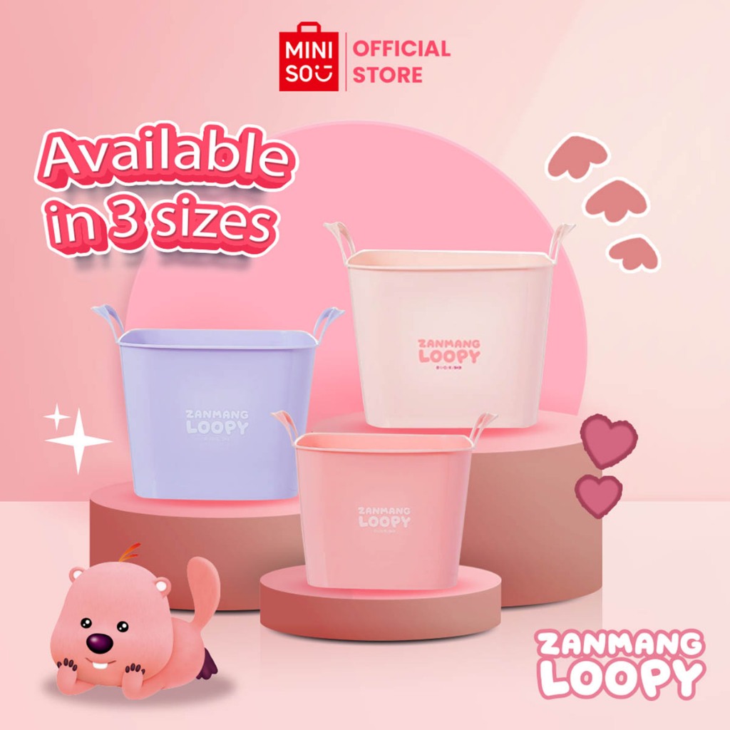 Miniso x ZANMANG Loopy Collection Keranjang Penyimpanan PE Basket with Handle Penyimpanan Desktop Ka