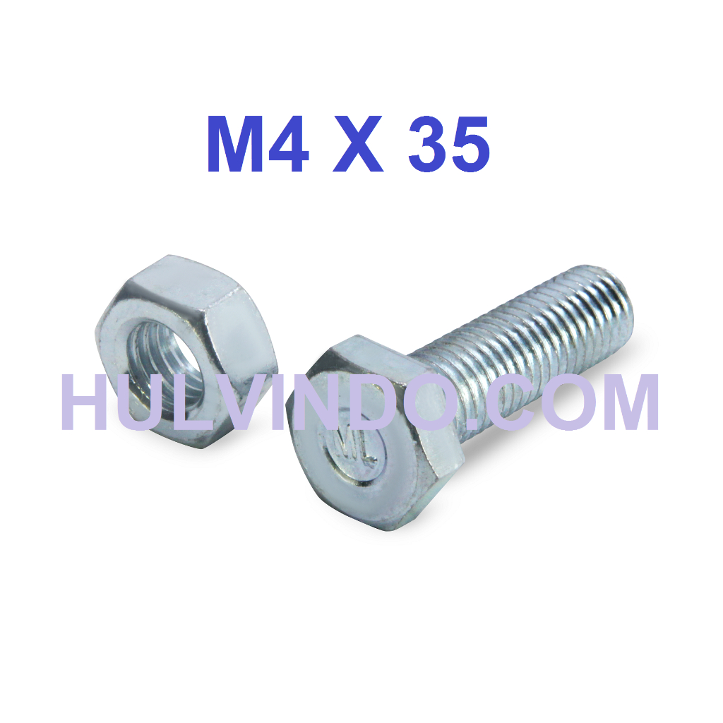 BAUT MUR HEX PUTIH M4 X 35