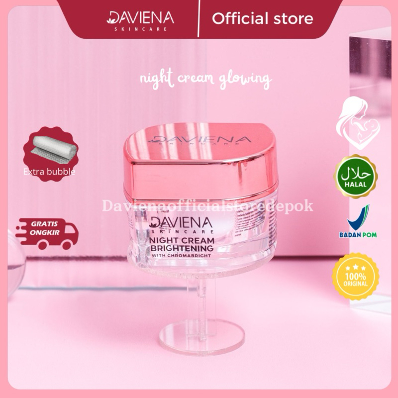ECER NIGHT CREAM GLOWING SERIES  DAVIENA SKINCARE ORIGINAL OFFICIAL STORE JAKARTA BOGOR DEPOK TENGGE