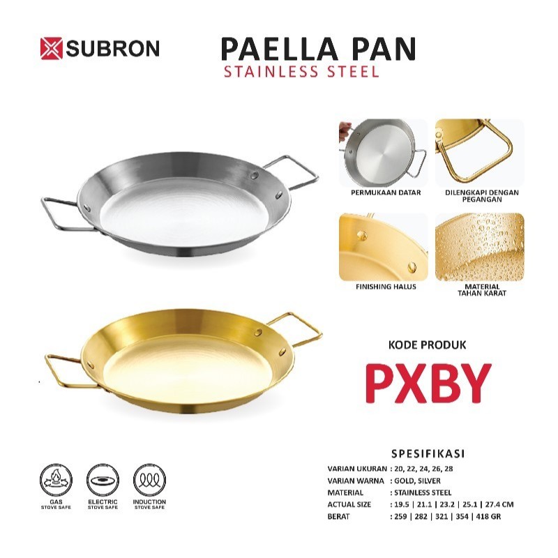 Subron Wajan Spanis Wajan Penggorengan Datar Paella 20 Cm