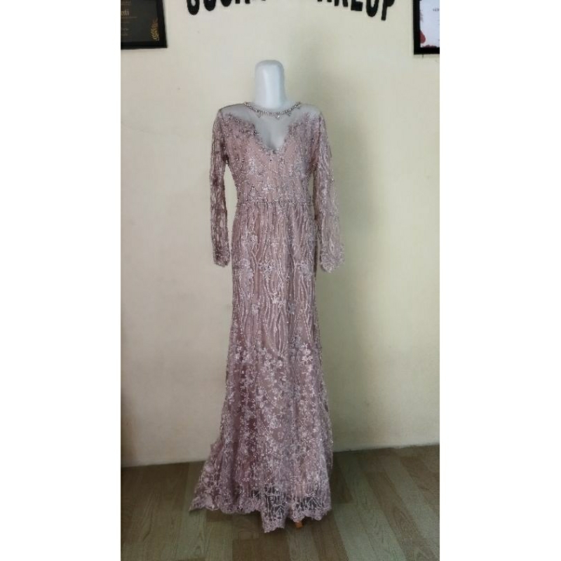 preloved gaun slim rosegold