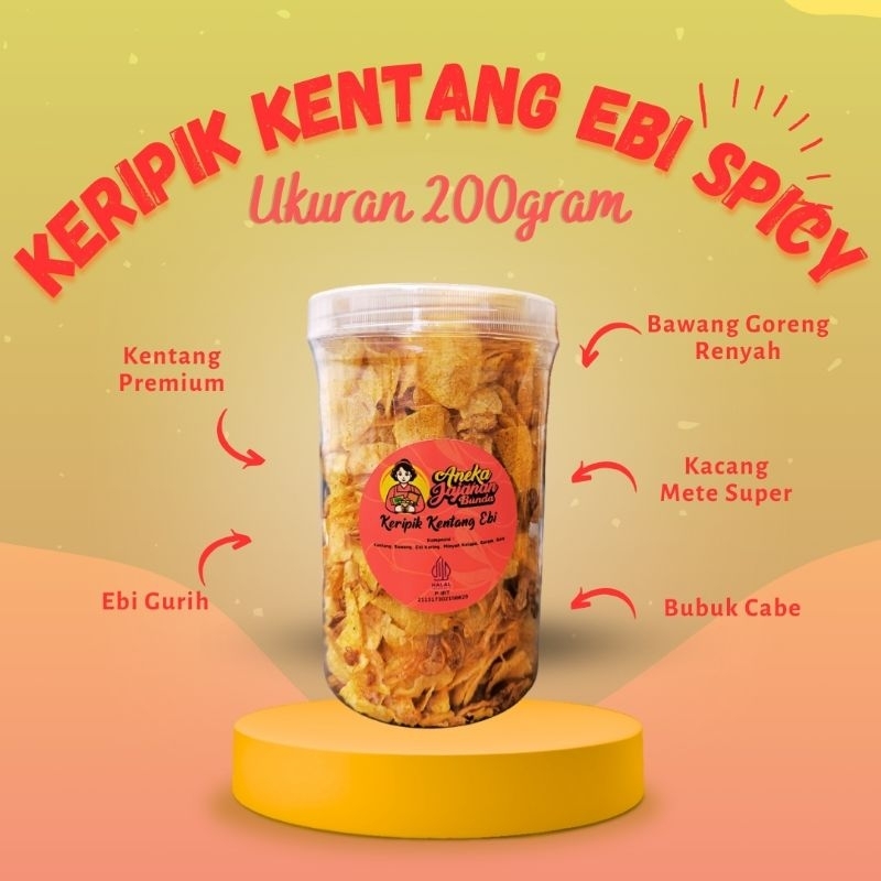 

Keripik Kentang Ebi Spicy Ukuran 1000ml