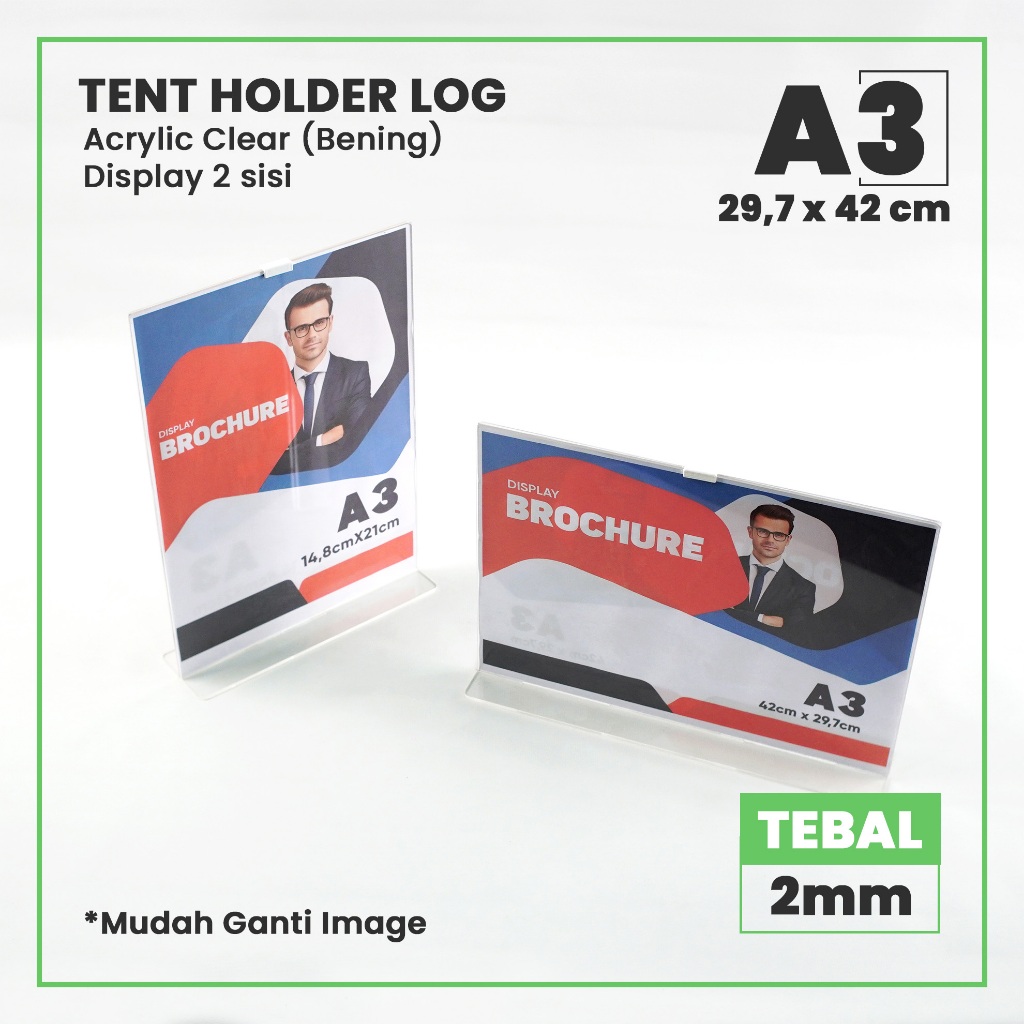 

Tent Holder I Tempat Brosur I Tent Card Akrilik Display A3