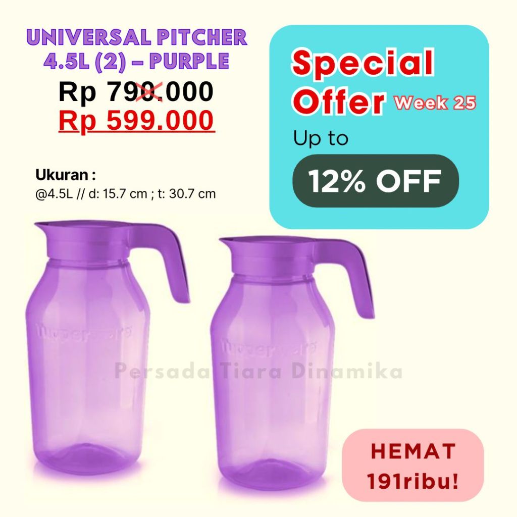 TUPPERWARE PITCHER UNIVERSAL 4.5L UNGU (2)