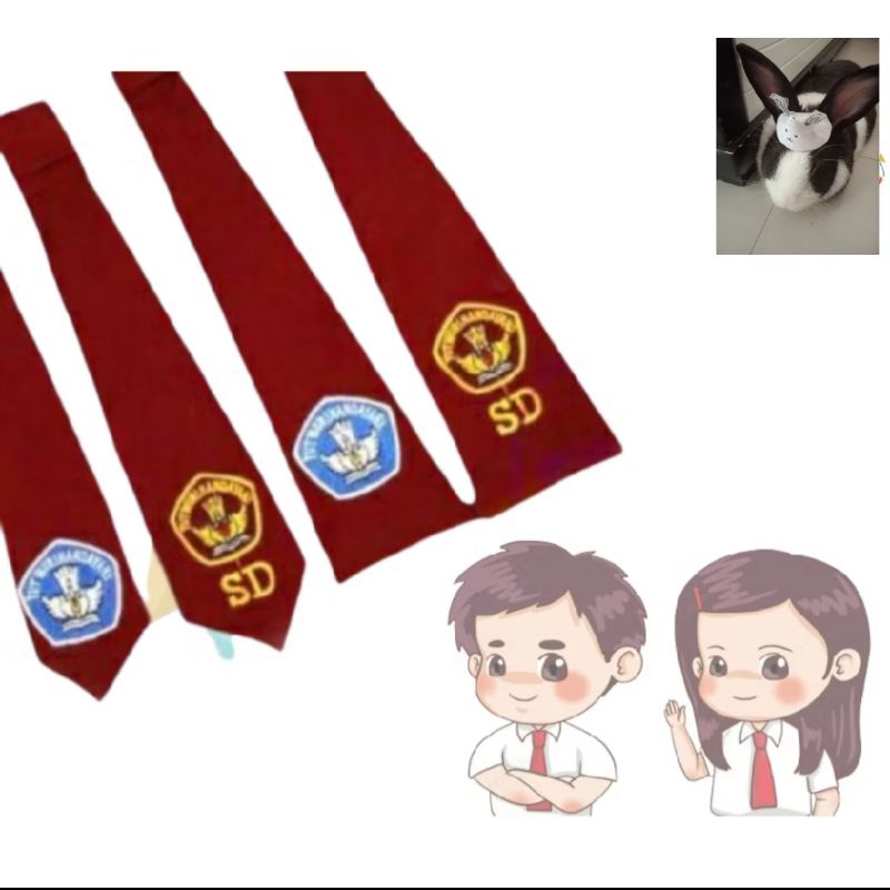 Dasi Sekolah SD Bordir Sablon Instan Panjang- Putri, Sablon