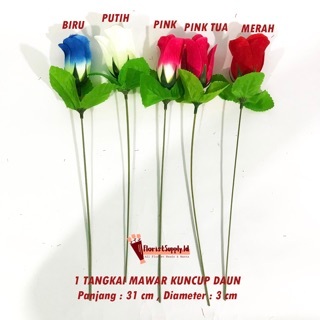 1 Tangkai Kuncup Mawar Artificial / Artificial Mawar Kuncup / Bunga Dekorasi