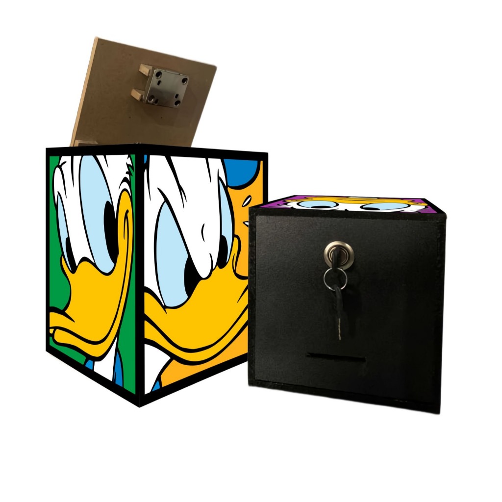 celengan kunci gembok karakter kartun anak lucu celengan kayu kotak keren